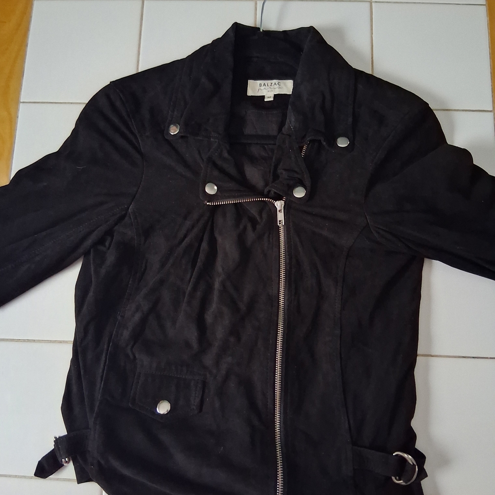 Balzac Paris Rare Biker Style Veloure & Suede Jacket Womens Size Medium